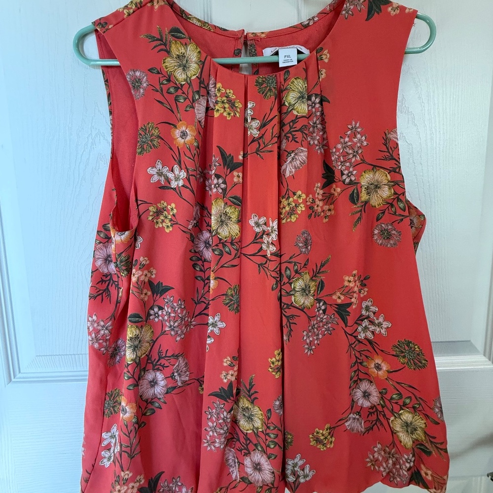Liz Claiborne Sleeveless Floral Blouse – Women’s PXL (Petite XL) – Coral Floral